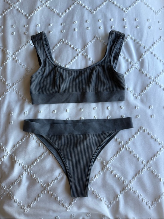 Frankie's Bikinis Other - Frankie's Bikinis Charcoal Ribbed Scoop Bikini Set
